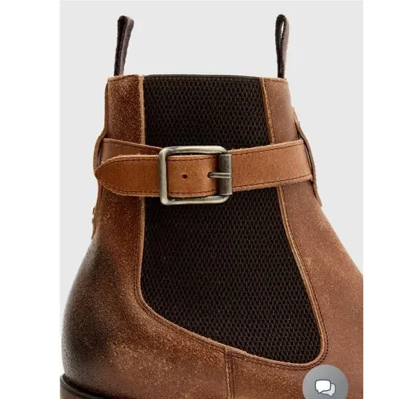 NWOT: John Varvatos Walker Buckle Chelsea Boot Size 9.5 in LT Brown - Picture 3 of 10